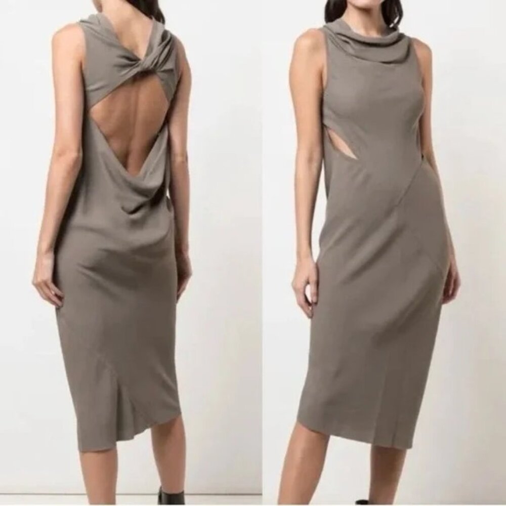 Rick Owens SS 20 Tecuatl Cowl Neck Midi Dress